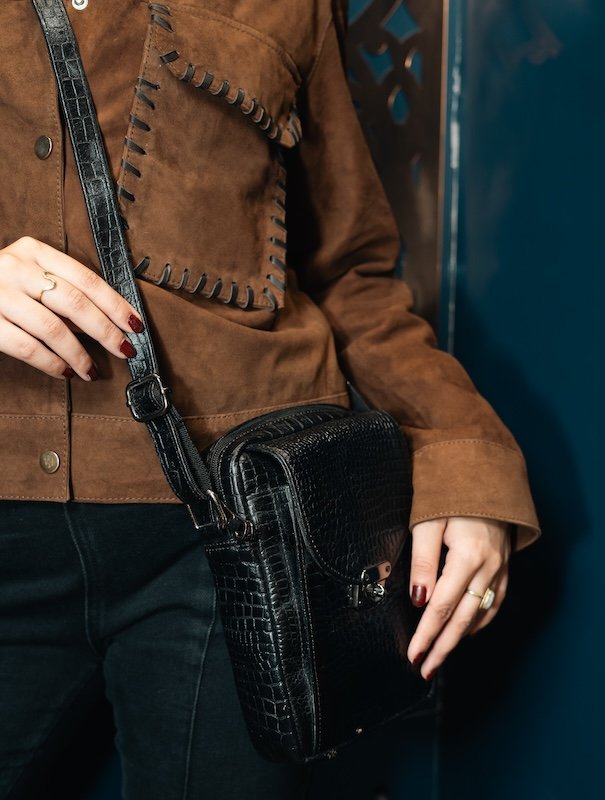 Women's Artisan Suede Cross Stitch Jacket - Image 3