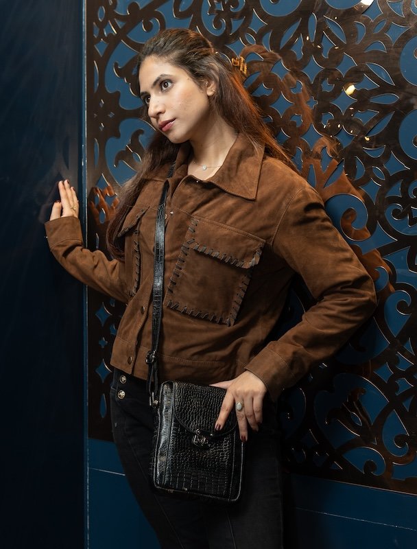 Women's Artisan Suede Cross Stitch Jacket