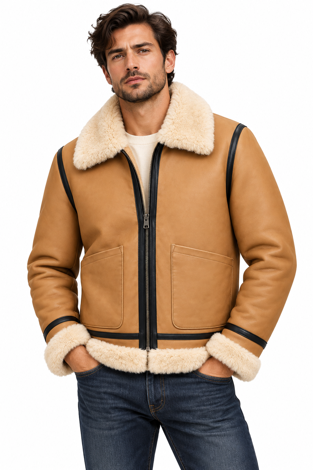 Bombardier Thunder Faux Fur Jacket for Men wear view