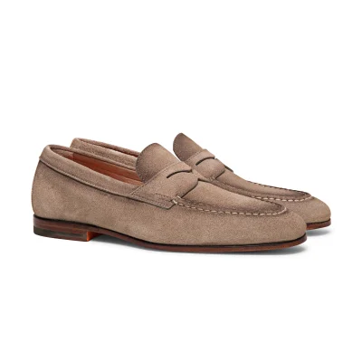 Men’s beige suede penny loafer