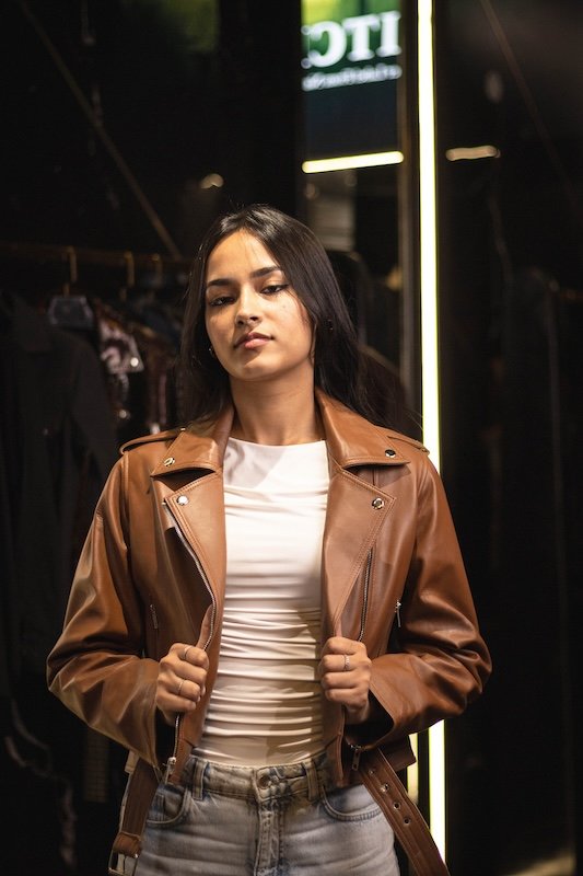 Classic Brown Leather Biker Jacket