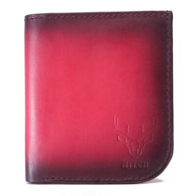 Crimson Ember hand-painted dark red leather wallet by Mitch