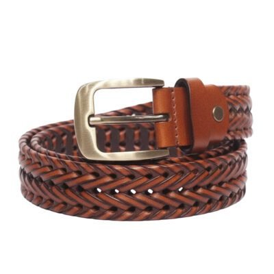 Braided Heritage – Handwoven Tan Leather Belt by Mitch