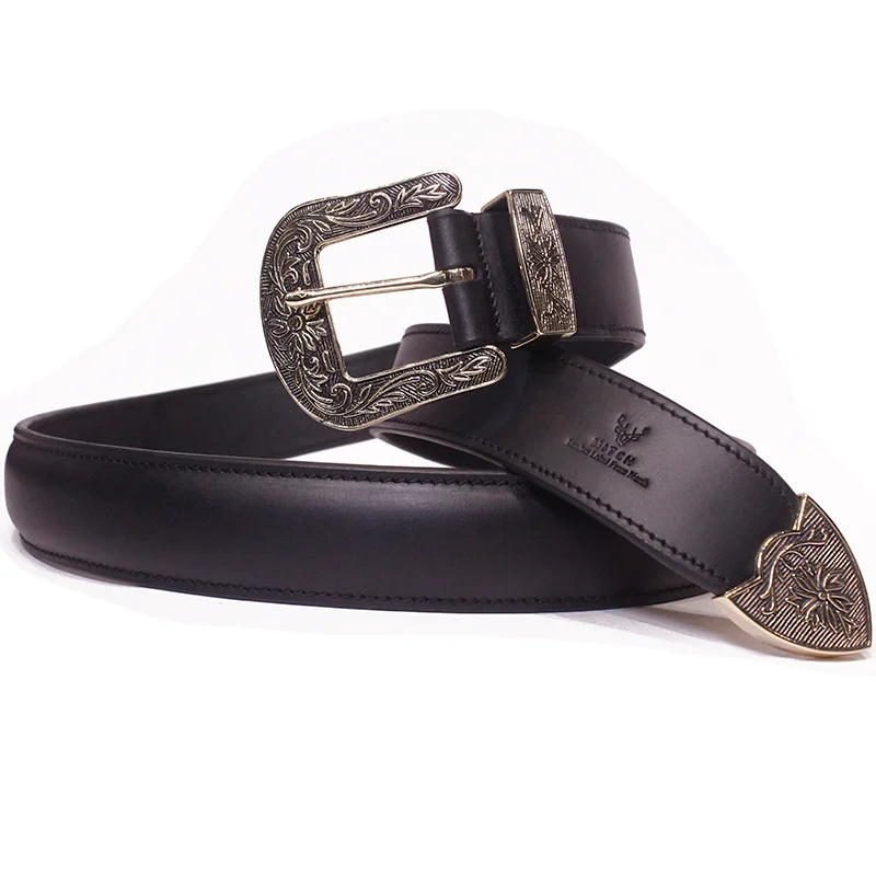 Puffer Hold – Cowboy Leather Belt with Ornate Buckle