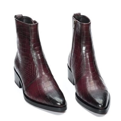 Dynamo Croc – Luxury Burgundy Crocodile Leather Boots