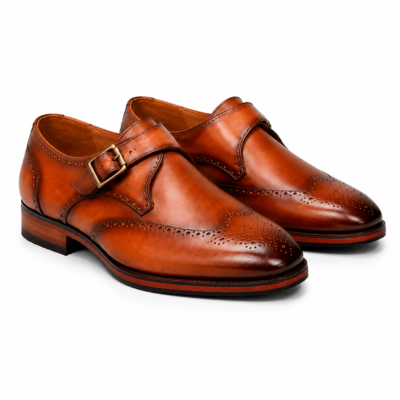 Cognac Crest Monk Strap