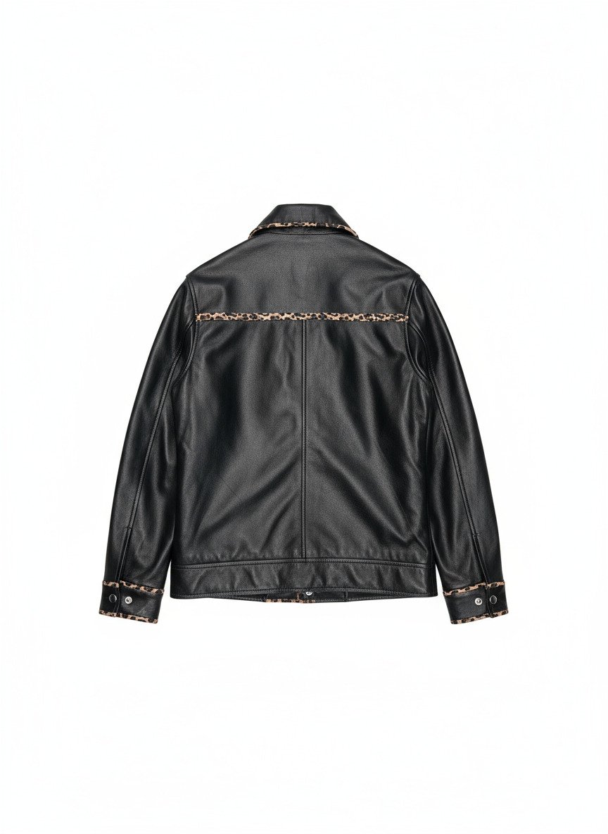 Mitch Luxury Elite Leopard Detailing Sheep Napa Leather Jacket - Image 4