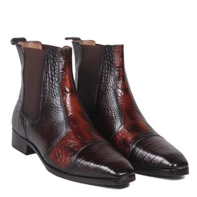 Handcrafted Shoes, Bespoke Footwear, Leather Chelsea Boots, Croc Embossed Boots, Luxury Men’s Shoes, Calf Leather Boots, Shoe Bespoke, Premium Footwear, Formal Boots, Handmade Leather Shoes