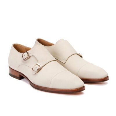 Lorenzo Off-White Suede Monk Shoe