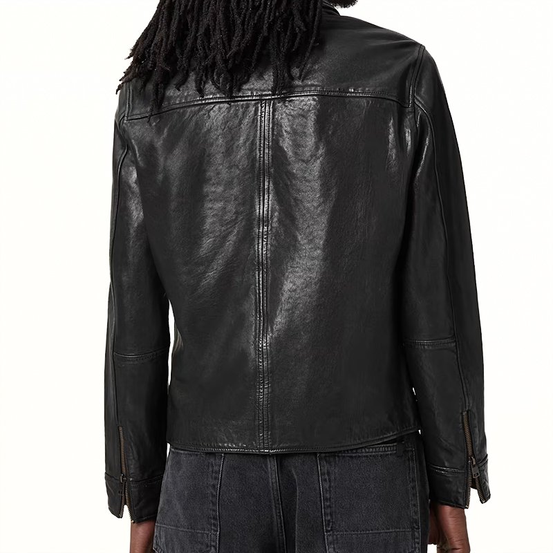 Obsidian Edge – Men’s Bespoke Black Leather Jacket