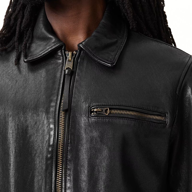 Obsidian Edge – Men’s Bespoke Black Leather Jacket