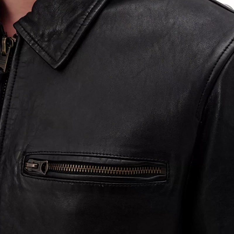 Obsidian Edge – Men’s Bespoke Black Leather Jacket