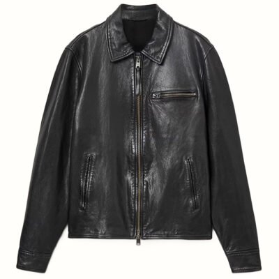 Obsidian Edge – Men’s Bespoke Black Leather Jacket