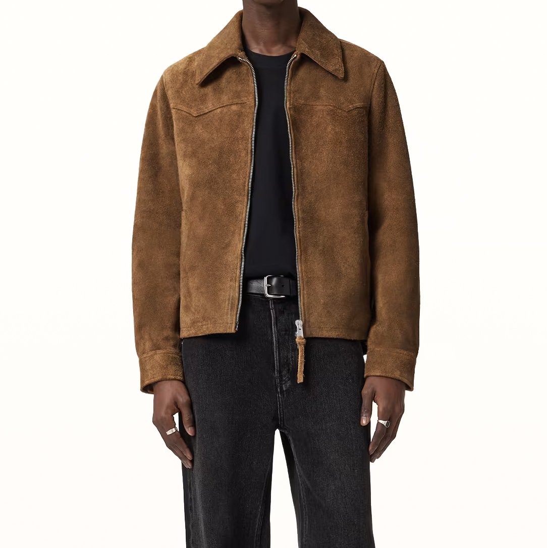 Desert Crest – Men’s Bespoke Tan Suede Leather Jacket