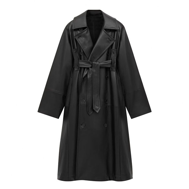 Noir Sovereign Pure Leather Long Coat