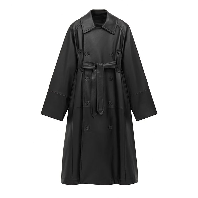 Noir Sovereign Pure Leather Long Coat