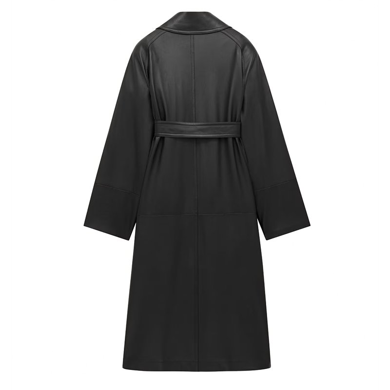Noir Sovereign Pure Leather Long Coat