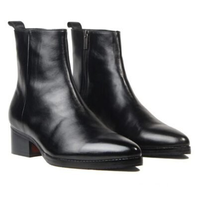 Dynamo Plain Handcrafted black leather boots with leather sole by Shoe Bespoke. Sleek design, premium finish, and all-day comfort with a modern edge.