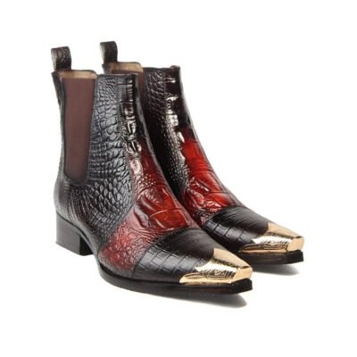 Crimson Embrose Croc Metal Toe Boot