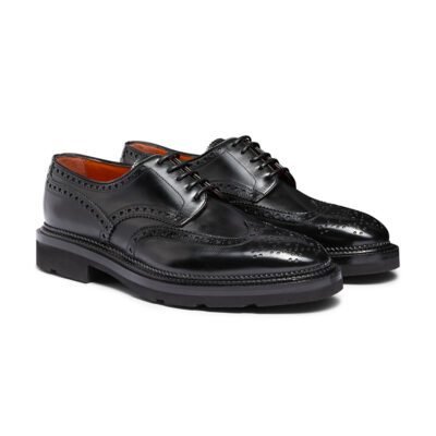 Dark brown handcrafted leather Oxford brogue shoes with lace-up design and leather sole by Shoe Bespoke.