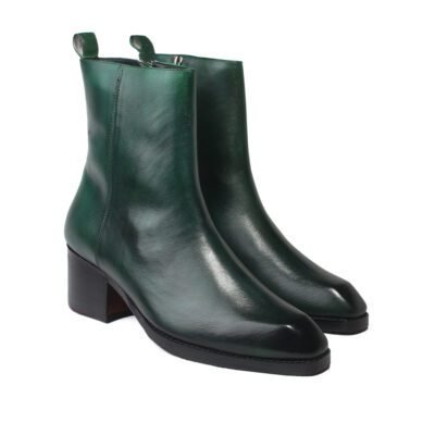 Sigma Dark Green High Length Boot by Shoe Bespoke handcrafted from pure calf leather with a premium wood sole.