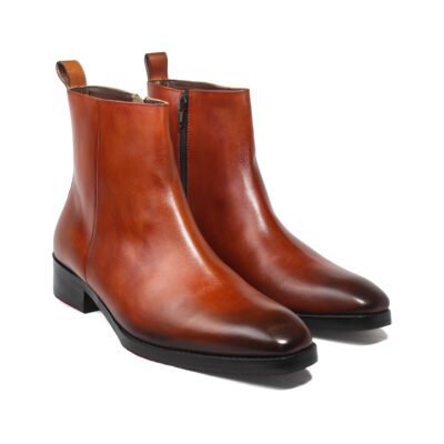 Image 1: Nova Plain Tan Chelsea Boots by Shoe Bespoke crafted from pure tan calf leather with a premium wood sole.