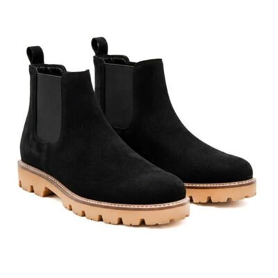 Terra Nubuck Black Chunk Sole Boots by Shoe Bespoke handcrafted from 100% pure black nubuck leather with a premium rubber chunk sole.