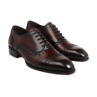 Burgundy Richmond Oxford by Shoe Bespoke handcrafted in premium burgundy calf leather with a red wood sole.
