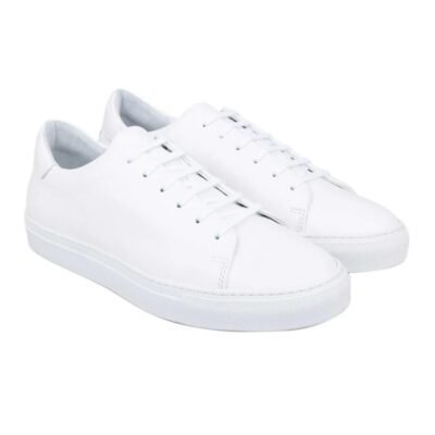 Arctic One Sneakers by Shoe Bespoke minimalist white leather Sneakers featuring a white rubber sole.