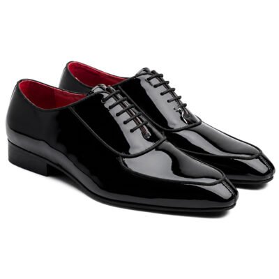 ShoeBespoke Royale Patent Oxford black patent leather formal shoe front view