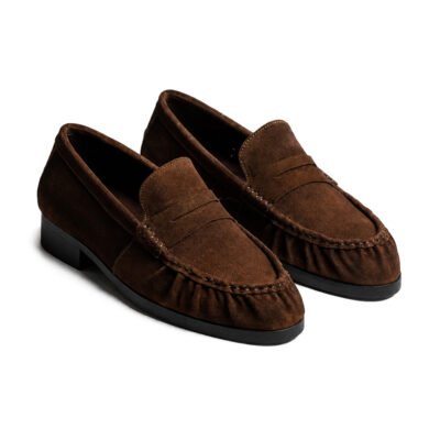 Ventura Brown Suede handcrafted loafer in pure suede leather with leather sole by ShoeBespoke
