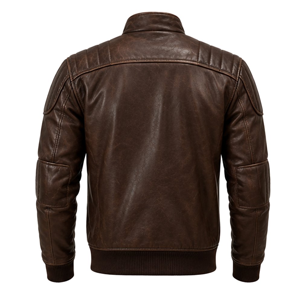 Monarch Brown Leather Jacket crafted from pure sheep leather with premium detailing