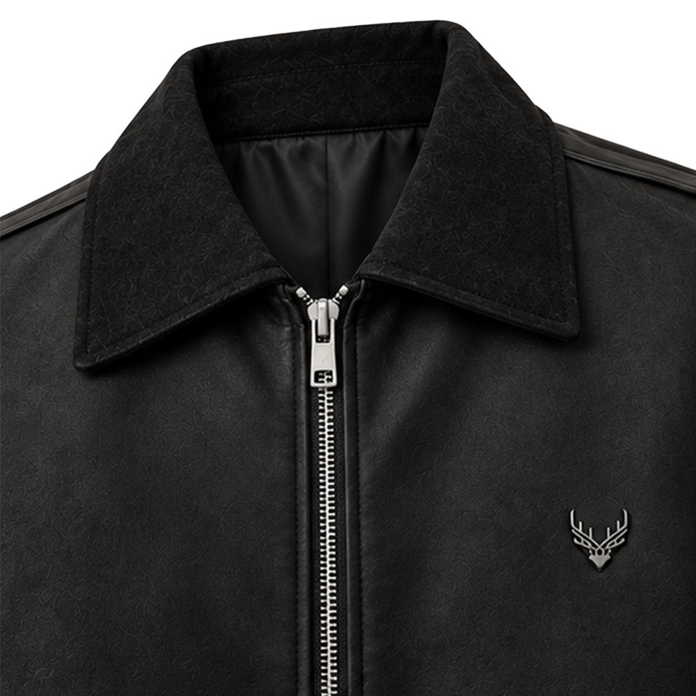 Blackridge textured black leather jacket for men by Mitch Luxury