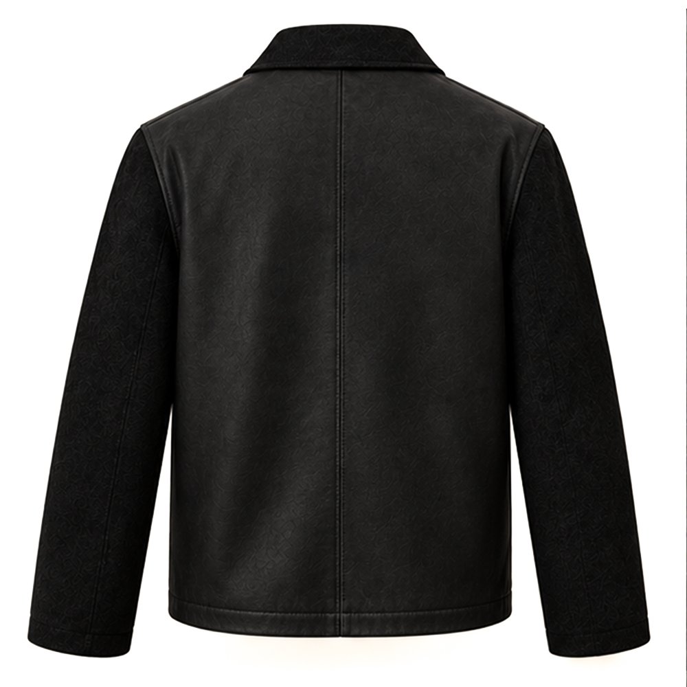 Blackridge textured black leather jacket for men by Mitch Luxury