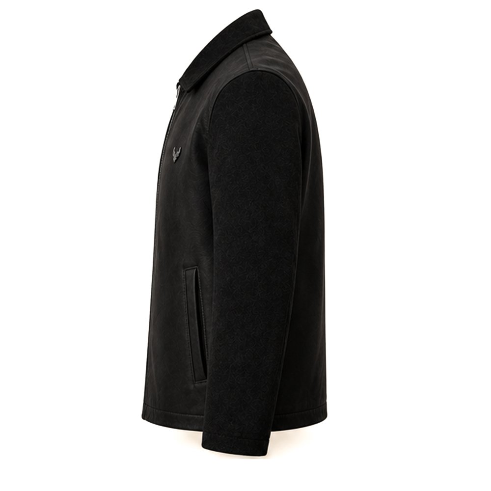 Blackridge textured black leather jacket for men by Mitch Luxury