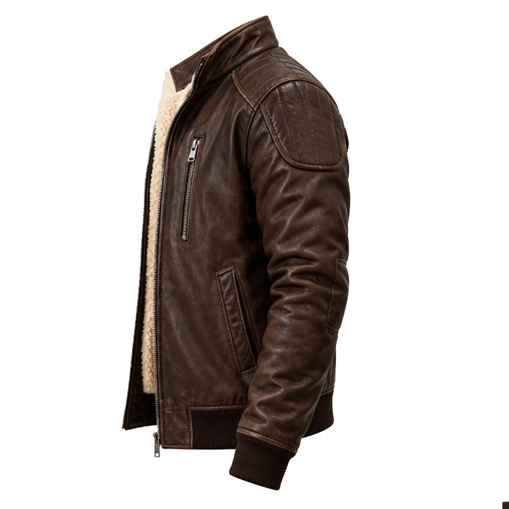 Monarch Brown Leather Jacket crafted from pure sheep leather with premium detailing