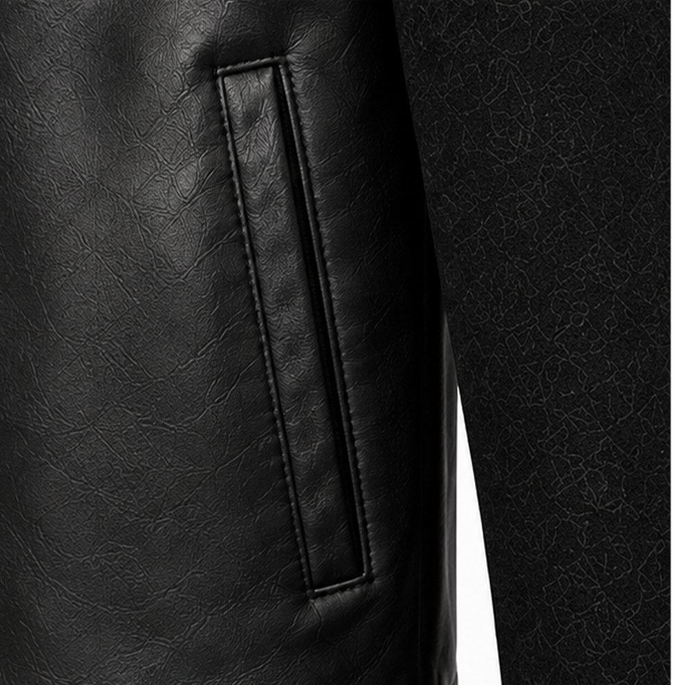 Blackridge textured black leather jacket for men by Mitch Luxury
