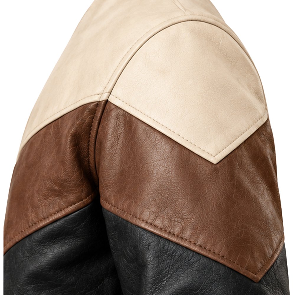 Alpine black brown and cream leather jacket by Mitch Luxury