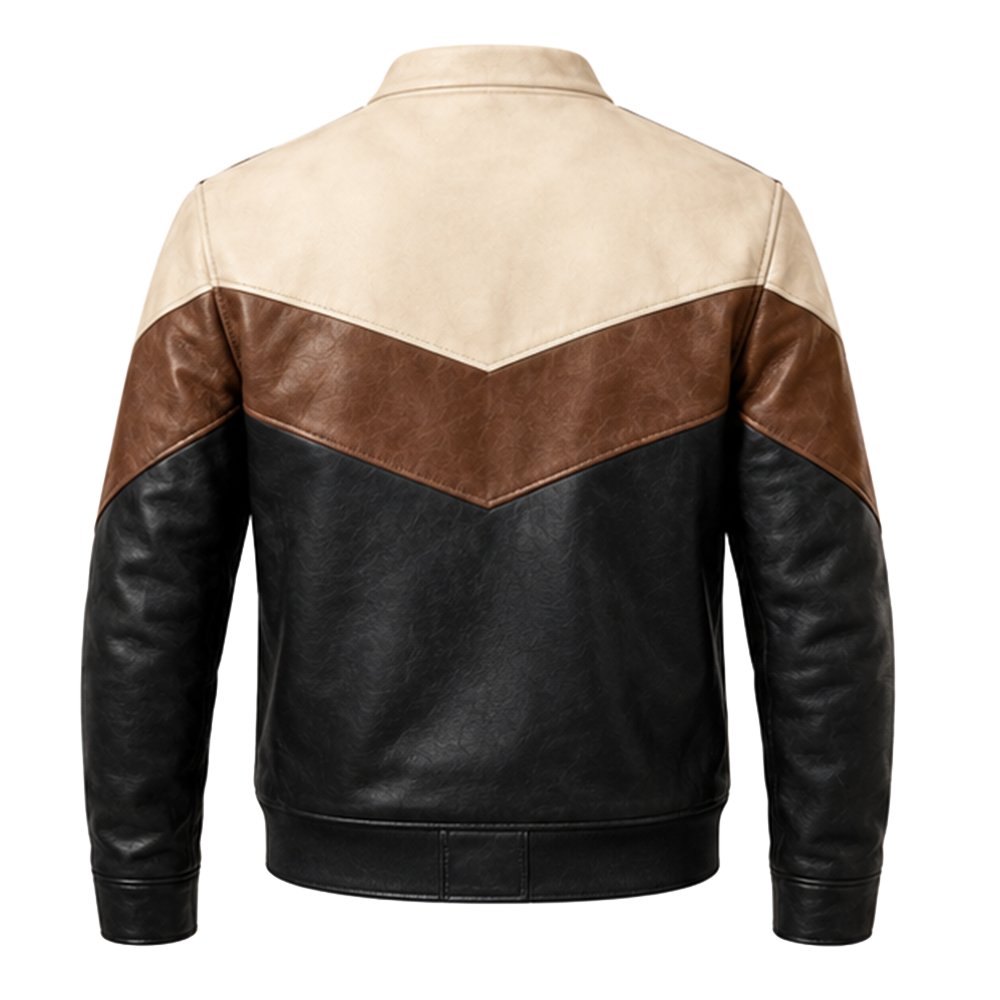 Alpine black brown and cream leather jacket by Mitch Luxury