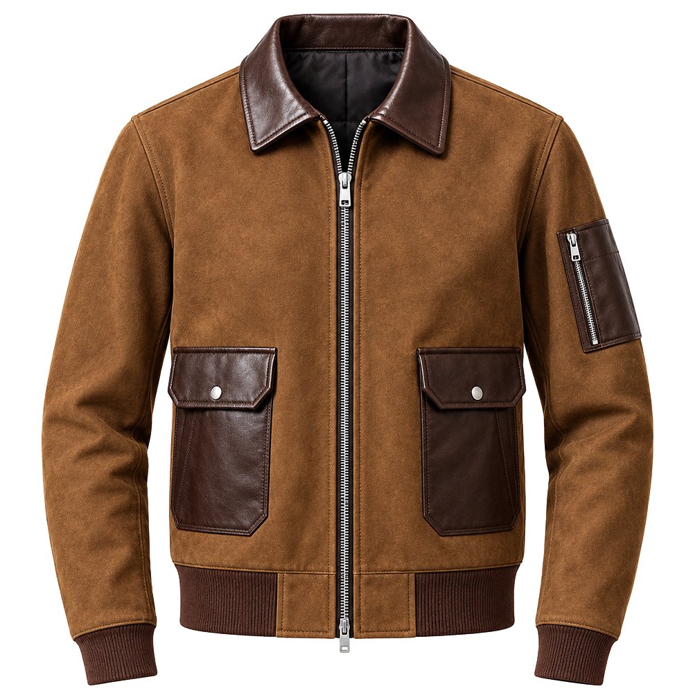 Canyon Ridge cognac brown suede leather jacket by Mitch Luxury