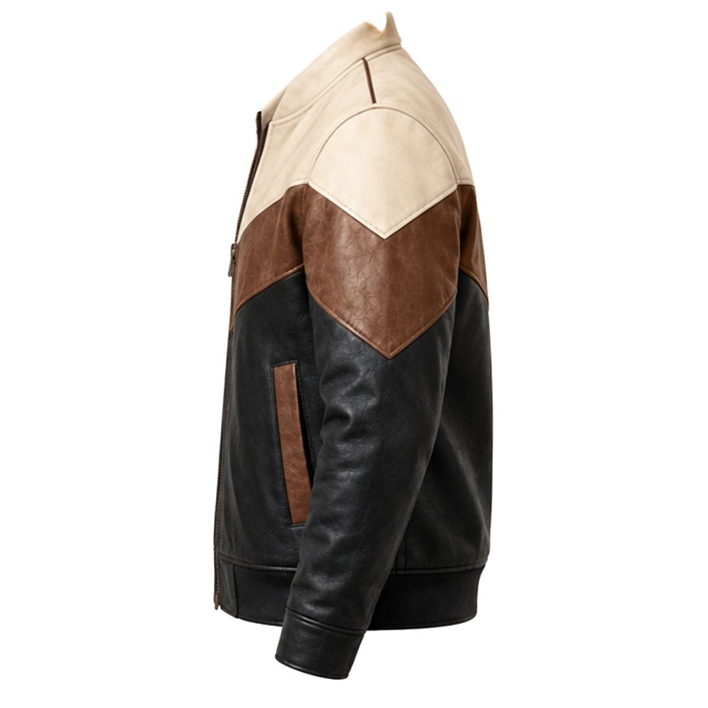 Alpine black brown and cream leather jacket by Mitch Luxury